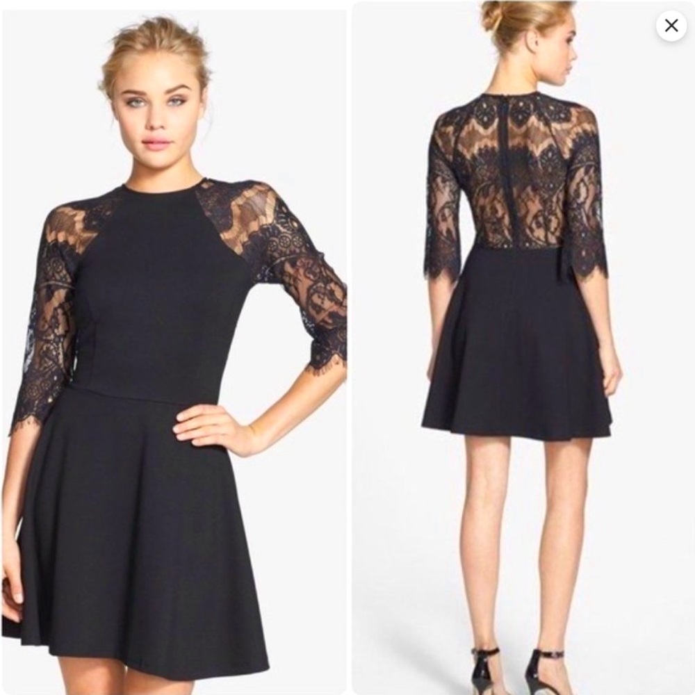 BB Dakota Yale Holiday Party Dress Lace Long Sleeve Black Small Whimsigoth